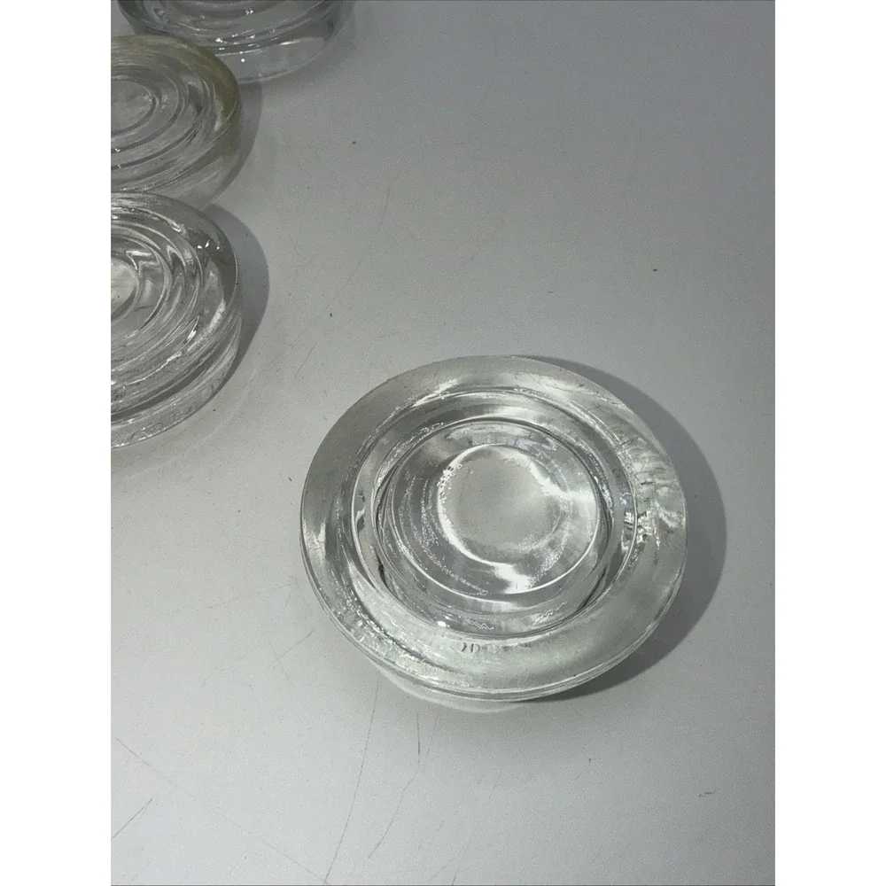 Vintage Large Furniture Coasters Clear Glass Set Of 6 Floor Protectors READ 2